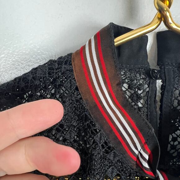 SANDRO Paris Fidele Tie-Neck Lace Mini Dress Black Sleeveless Cocktail Sz S - Picture 9 of 11